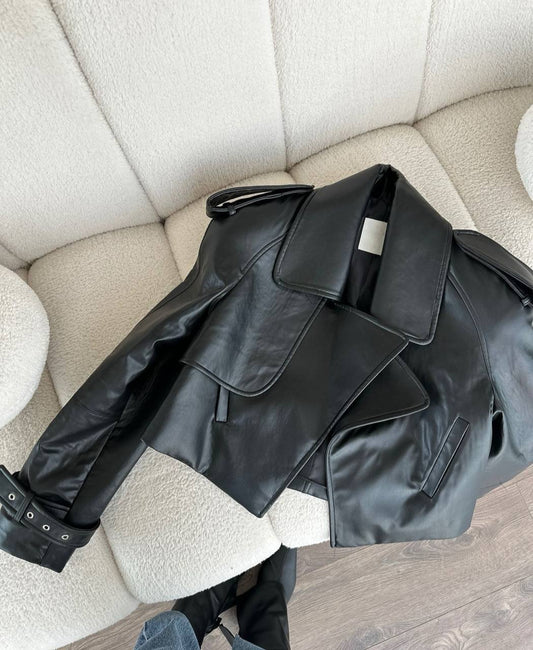 Classic Padded Leather Crop Jacket